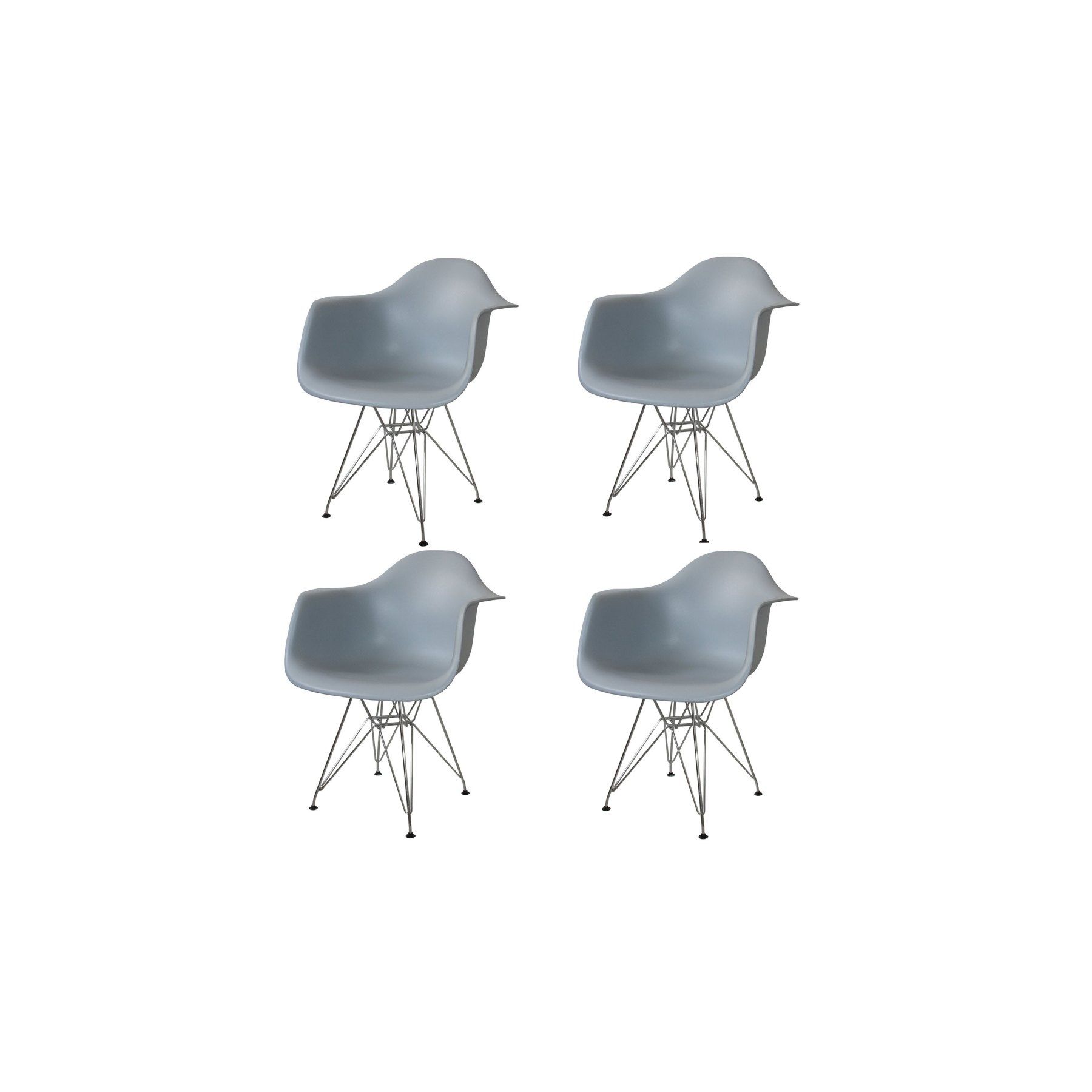 PACK 4 SILLONES TOWER CHROME GRISES