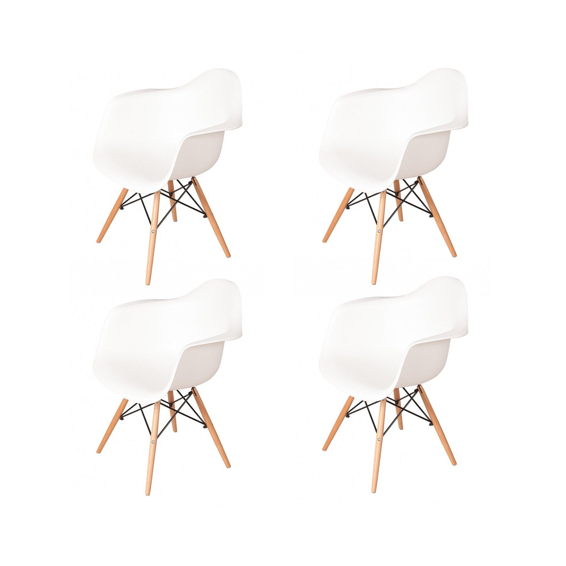 PACK 4 SILLONES TOWER WOOD BLANCOS