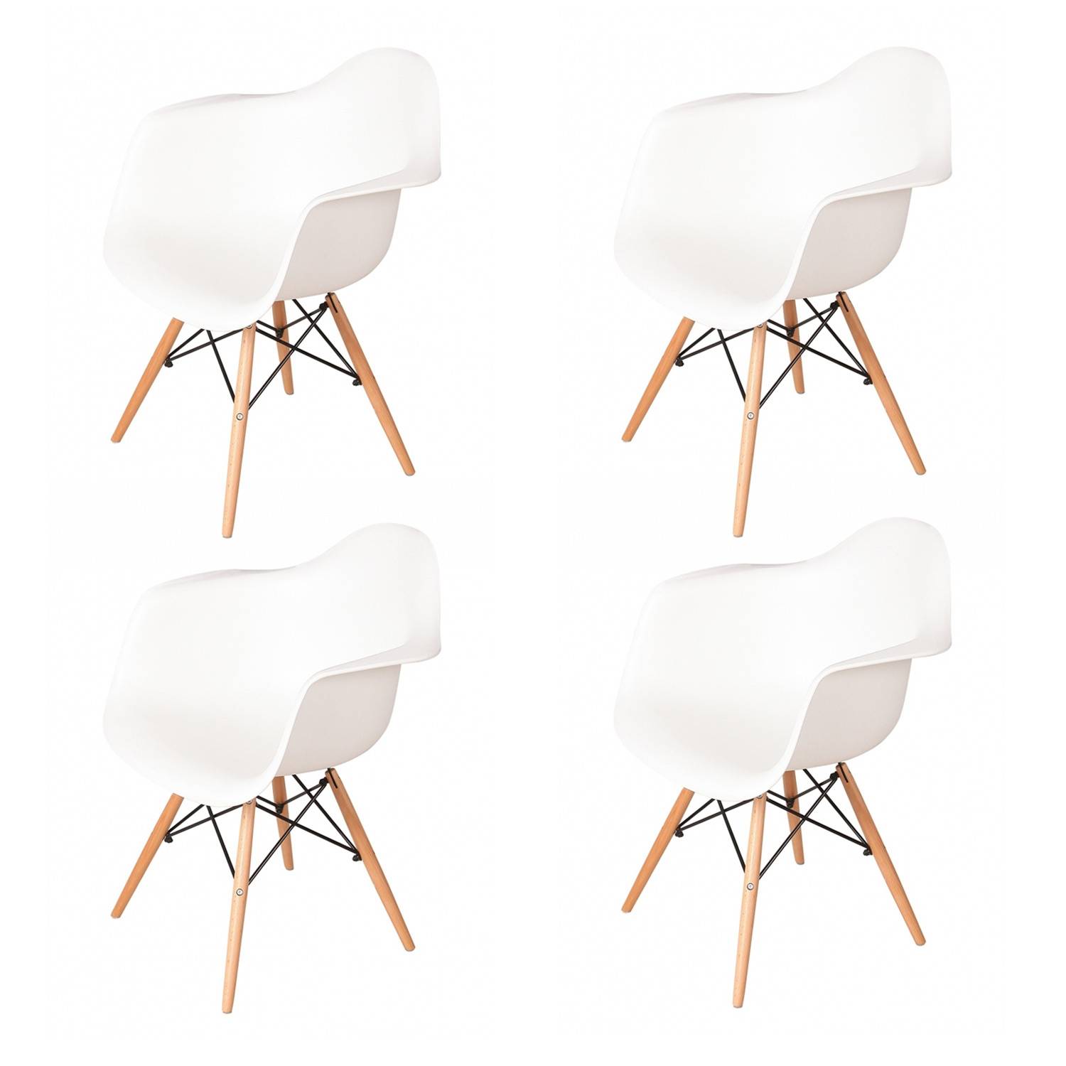 PACK 4 SILLONES TOWER WOOD BLANCOS