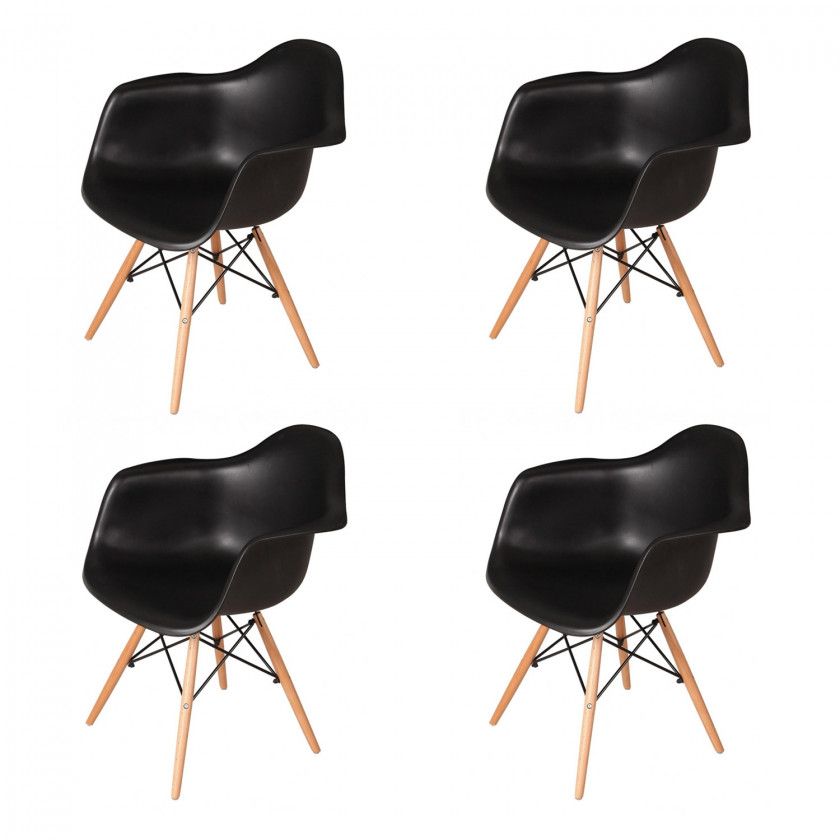PACK 4 SILLONES TOWER WOOD NEGROS