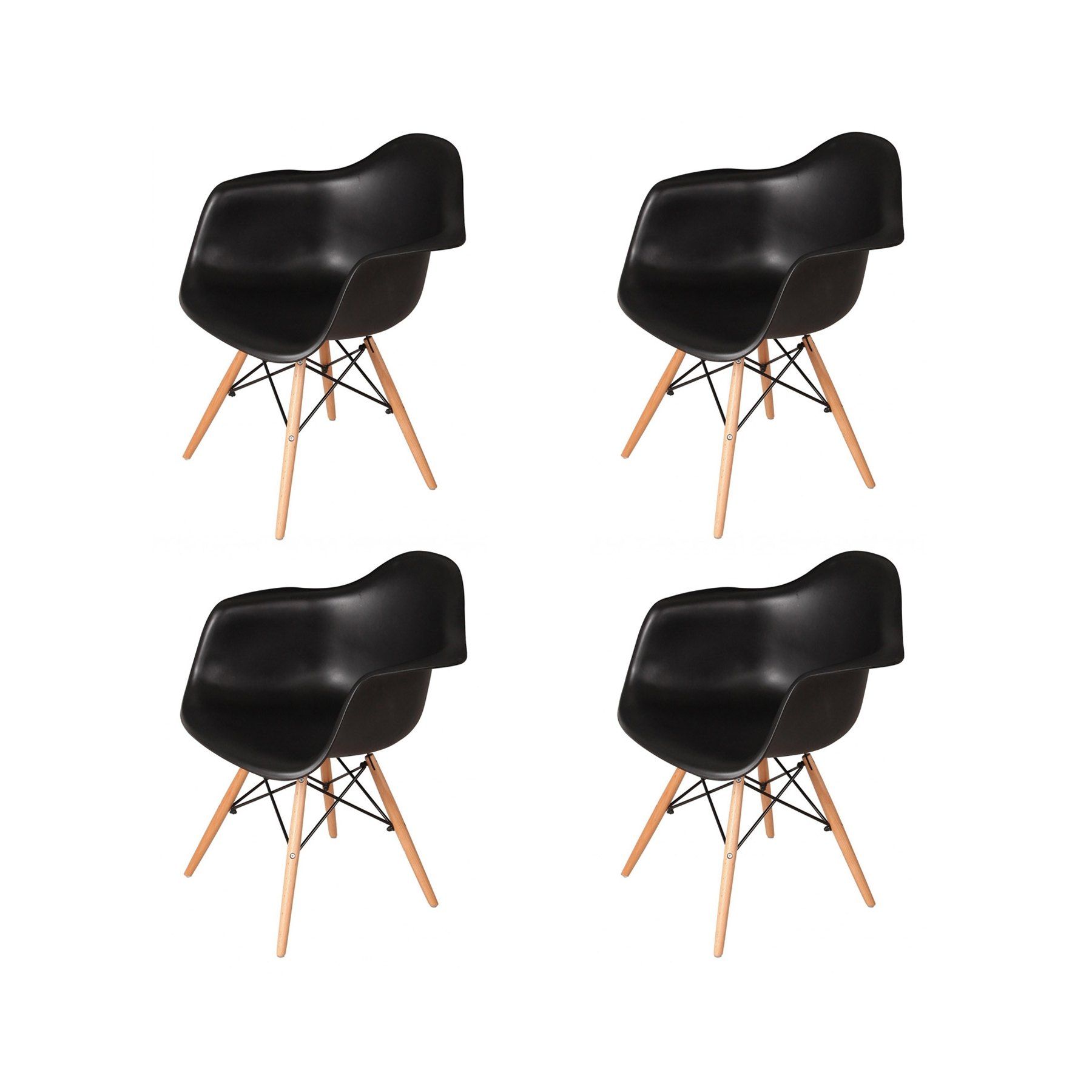 PACK 4 SILLONES TOWER WOOD NEGROS