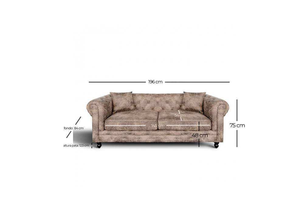 PACK SOFÁ CHESTERFIELD 3 PLAZAS + 2 SILLONES CHESTERFIELD | VMO Home