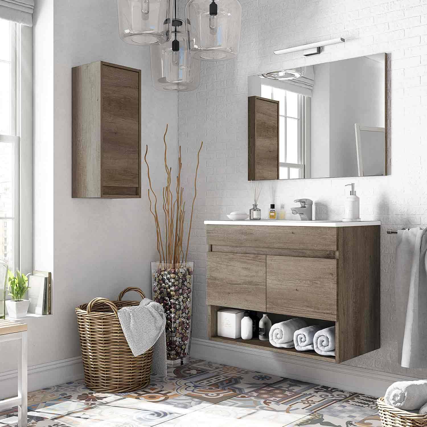 Armario de suelo de baño, armario de almacenamiento de madera para bañ -  VIRTUAL MUEBLES